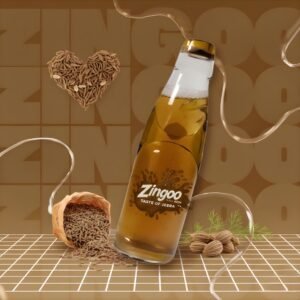 Zingoo Jeera Masala Goli Soda bottle featuring authentic Indian spices and a sparkling carbonated finish.