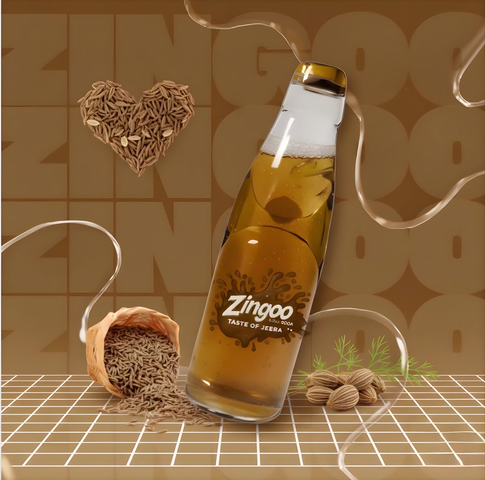 Zingoo Jeera Masala Goli Soda bottle featuring authentic Indian spices and a sparkling carbonated finish.