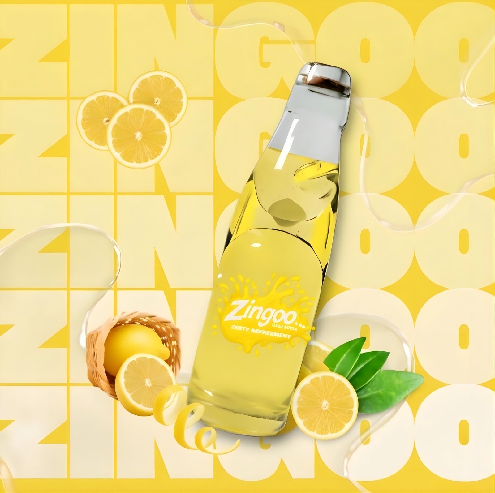 Classic Lemon flavored Goli Soda bottle by Zingoo, showing the iconic marble (goli) and citrus bubbles